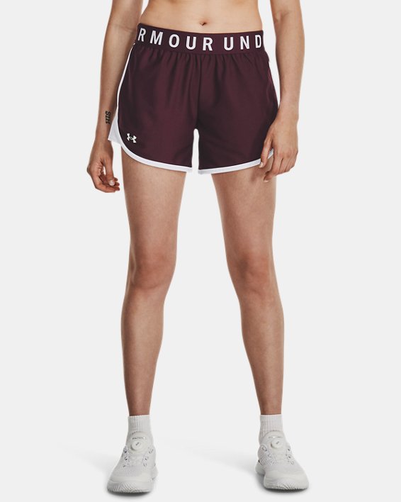 Women's UA Play Up 5" Shorts in Maroon image number 0